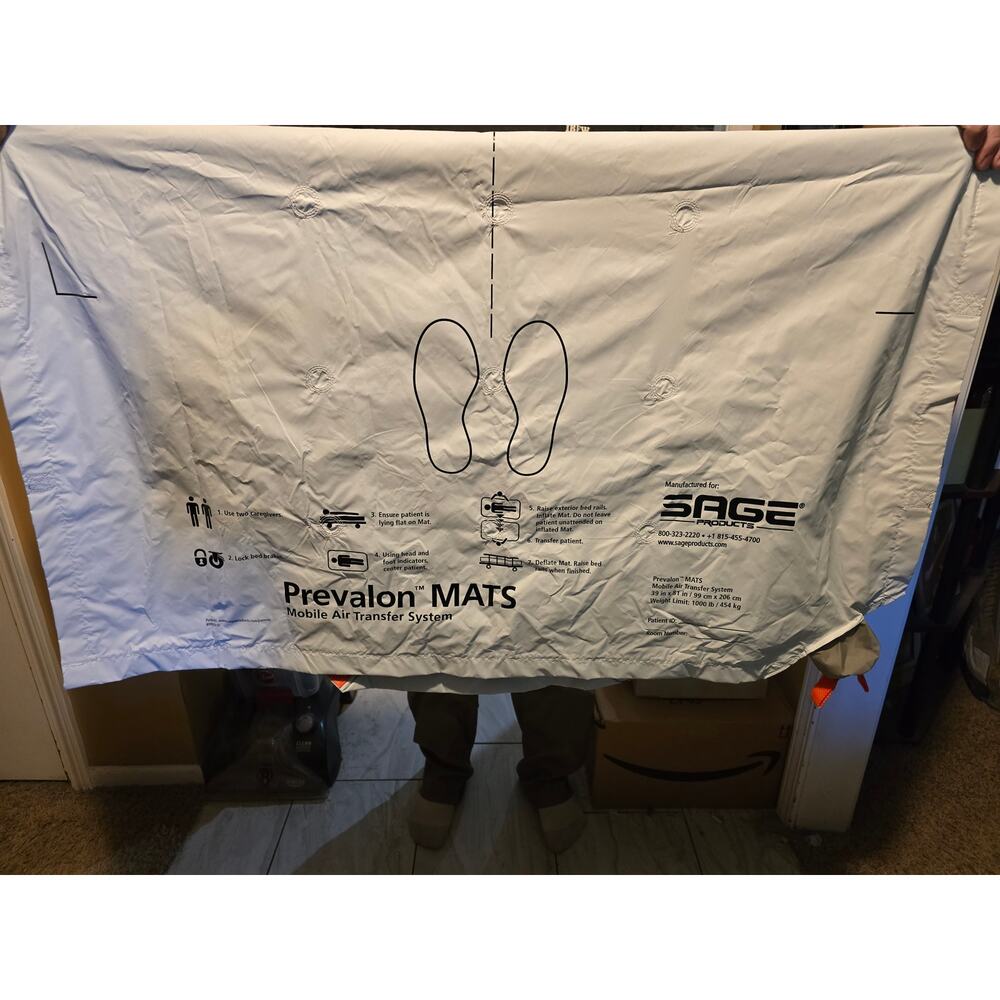 SOLD Sage Prevalon Inflatable Mat Mobile Air Transfer System 39" X 81" 1000 lb - Picture 4 of 6